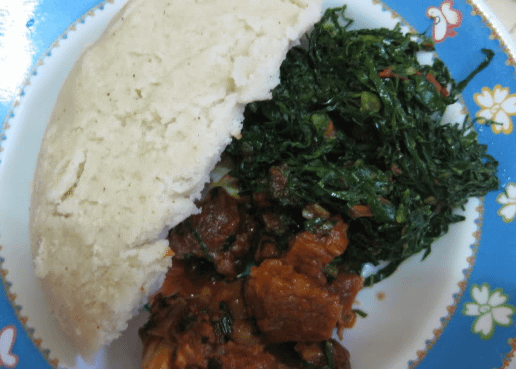 Sukuma wiki ugali and meat stew